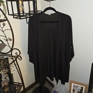 Elegant Black Open Front Cardigan